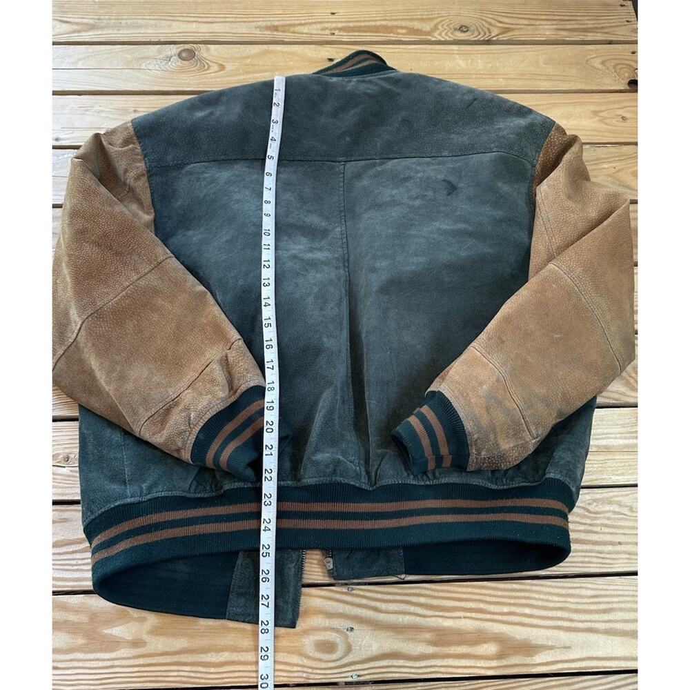 Vintage Watershed William Barry Leather Bomber Jacket Size XL Men’s Green Brown - Picture 7 of 12